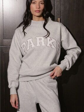 PARKE Varsity Mockneck sweatshirt Grey & White